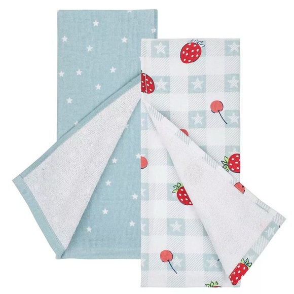 Set of 2 Sweet Land of Liberty Cake Kitchen Towels USA Flags Sparklers - Picture 4 of 4